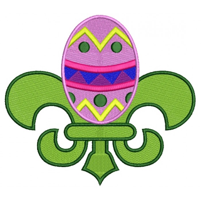 Fleur de lis Easter Egg Filled Machine Embroidery Digitized Design Pattern