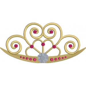 Heart Shaped Princess Tiara Filled Machine Embroidery Digitized Design Pattern