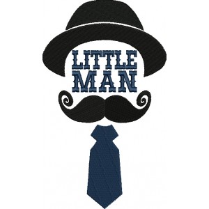 Little Man Mustache and a Tie Filled Machine Embroidery Digitized Design Pattern