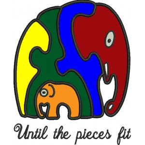 Until the pieces fit mommy and baby elephant Autism Awareness Applique Machine Embroidery Digitized Design Pattern