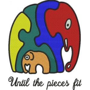 Until the pieces fit mommy and baby elephant Autism Awareness Filled Machine Embroidery Digitized Design Pattern