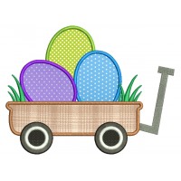 Wagon with Easter Eggs Applique Machine Embroidery Digitized Design Pattern