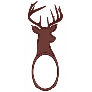 Buck Deer Hunting Oval Applique Machine Embroidery Digitized Design Pattern