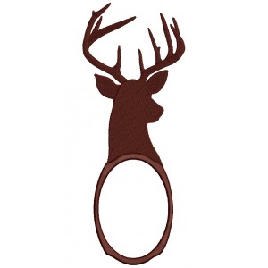 Buck Deer Hunting Oval Filled Machine Embroidery Digitized Design Pattern