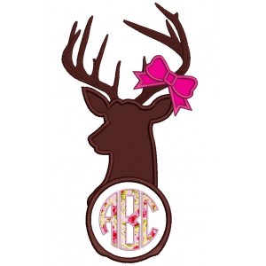 Buck Deer With Bow and Cirlce Hunting Applique Machine Embroidery Digitized Design Pattern