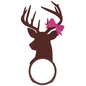 Buck Deer With Bow and Cirlce Hunting Filled Machine Embroidery Digitized Design Pattern