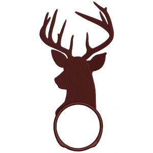 Buck Deer With Cirlce Hunting Filled Machine Embroidery Digitized Design Pattern