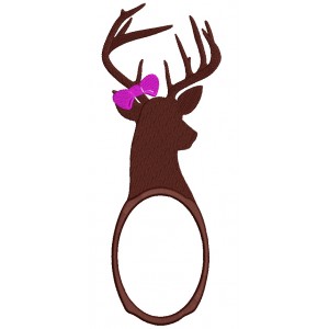 Girl Deer Hunting Oval Filled Machine Embroidery Digitized Design Pattern