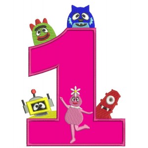 Looks like yo gabba gabba birthday number one Applique Machine Embroidery Digitized Design Pattern