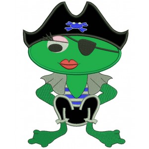 Pirate Girl Frog Applique Machine Embroidery Digitized Design Pattern