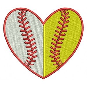 Baseball Heart Divided by line Filled Machine Embroidery Digitized Design Pattern