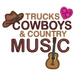 Trucks Cowboys and Country Music Applique Machine Embroidery Digitized Design Pattern