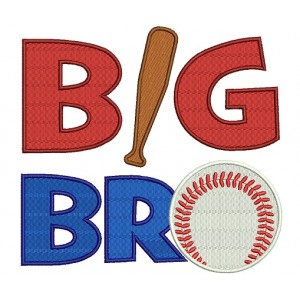 Big Bro Baseball Filled Machine Embroidery Digitized Design Pattern