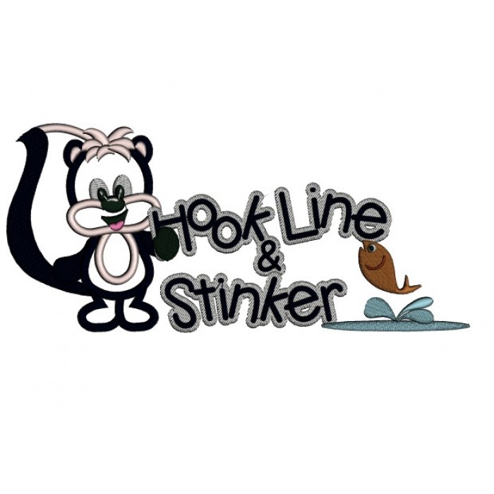 Hook Line and Sinker Skunk Applique Machine Embroidery Digitized Design