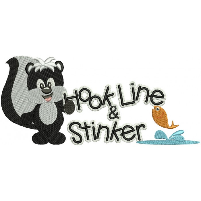 Hook Line and Sinker Skunk Filled Machine Embroidery Digitized Design