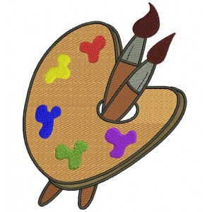 Painting Palette Filled Machine Embroidery Digitized Design Filled Pattern -Instant Download- 4x4,5x7,6x10