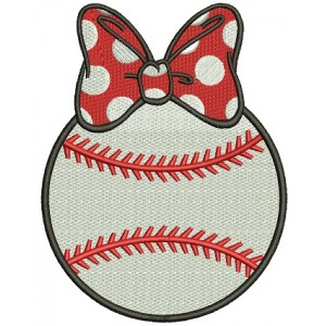Baseball Girl With a Bow Filled Machine Embroidery Digitized Design Pattern