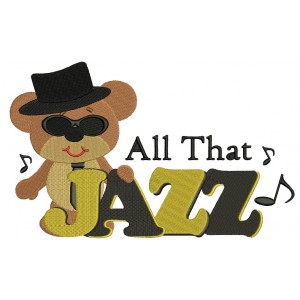 Cool Bear All That Jazz Filled Machine Embroidery Digitized Design Pattern