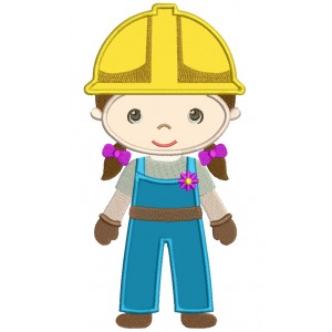 Gir Construction Worker Applique Machine Embroidery Digitized Design Pattern