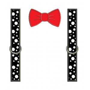 Suspenders with Bow Applique Machine Embroidery Digitized Design Pattern
