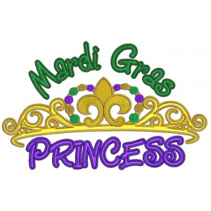 Mardi Gras Princess Filled Machine Embroidery Digitized Design Pattern