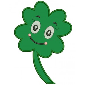 Smiling Lucky Shamrock Applique Machine Embroidery Digitized Design Pattern