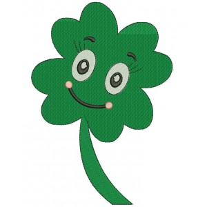 Smiling Lucky Shamrock Filled Machine Embroidery Digitized Design Pattern