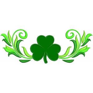 Wide Ornamental Shamrock St. Patrick's Day Applique Machine Embroidery Design Digitized Pattern