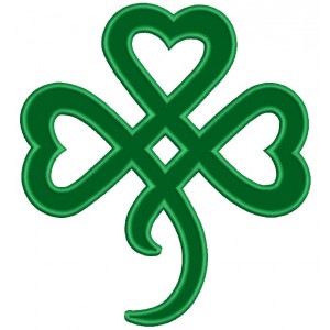Heart Shamrock Irish Applique Machine Embroidery Digitized Design Pattern