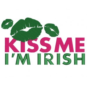 Kiss Me I am Irish Filled Machine Embroidery Digitized Design Pattern