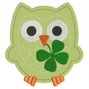 Owl With Shamrock Filled Machine Embroidery Digitized Design Pattern