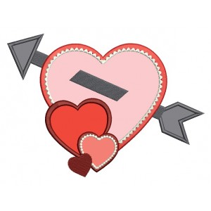 Heart Pierced With Arrow Applique Machine Embroidery Digitized Design Pattern