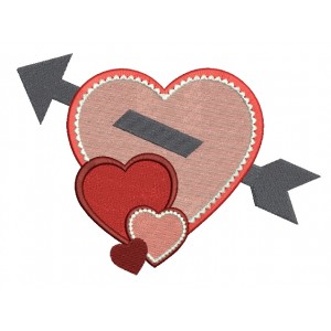 Heart Pierced With Arrow Filled Machine Embroidery Digitized Design Pattern