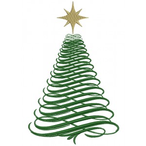 Big Green Christmas Tree Filled Machine Embroidery Digitized Design Pattern