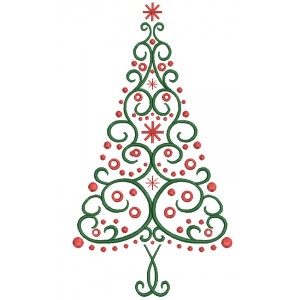 Fancy Christmas Tree Filled Machine Embroidery Digitized Design Pattern