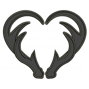 Antlers Heart Applique Hunting Machine Embroidery Digitized Design Pattern