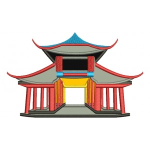 Chinese Oriental Palace Applique Machine Embroidery Digitized Design Pattern