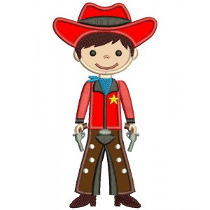 Cowboy With a Big Hat Applique Machine Embroidery Digitized Design Pattern