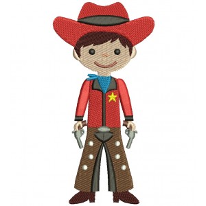 Cowboy With a Big Hat Filled Machine Embroidery Digitized Design Pattern