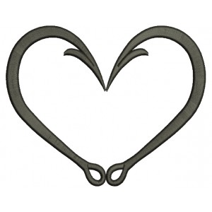 Fishing Hooks Heart Filled Machine Embroidery Digitized Design Pattern
