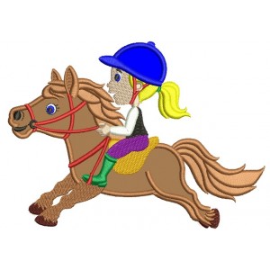 Girl Jockey Applique Machine Embroidery Digitized Design Pattern
