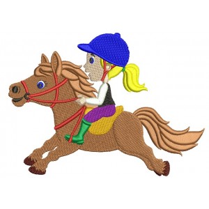 Girl Jockey Filled Machine Embroidery Digitized Design Pattern