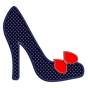 High Heel Shoe With a Bow Applique Machine Embroidery Digitized Design Pattern
