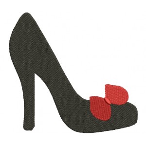 High Heel Shoe With a Bow Filled Machine Embroidery Digitized Design Pattern