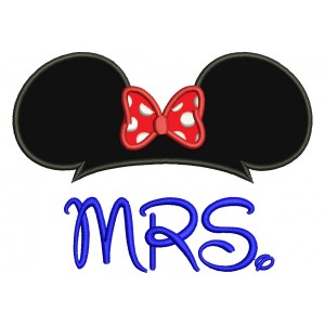 MRS Minnie Mouse Applique Machine Embroidery Digitized Design Pattern