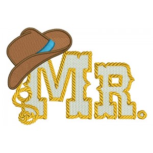 Mr Country Cowboy Style Rope Hat Filled Machine Embroidery Digitized Design Pattern