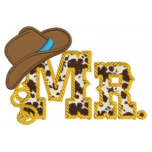 Mr Country Style Rope Hat Applique Machine Embroidery Digitized Design Pattern