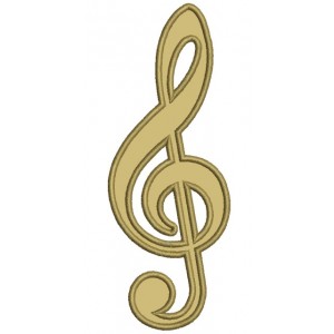 Music Clef Applique Machine Embroidery Digitized Design Pattern