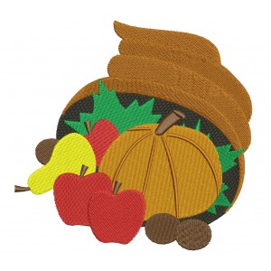 Thanksgiving cornucopia basket Machine Embroidery Digitized Filled Design Pattern