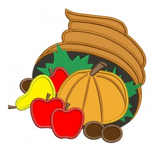 Thanksgiving cornucopia basket applique Machine Embroidery Digitized Design Pattern